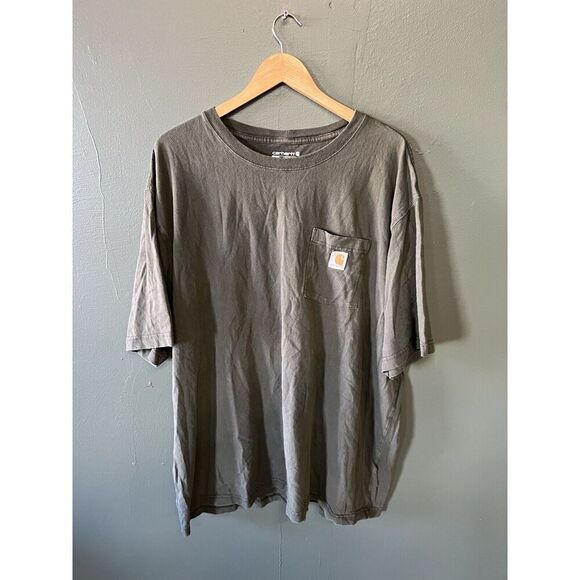 Carhartt Mens Green Short Sleeve Single Pocket T-shirt Size 2XL Loose Fit - Picture 1 of 3